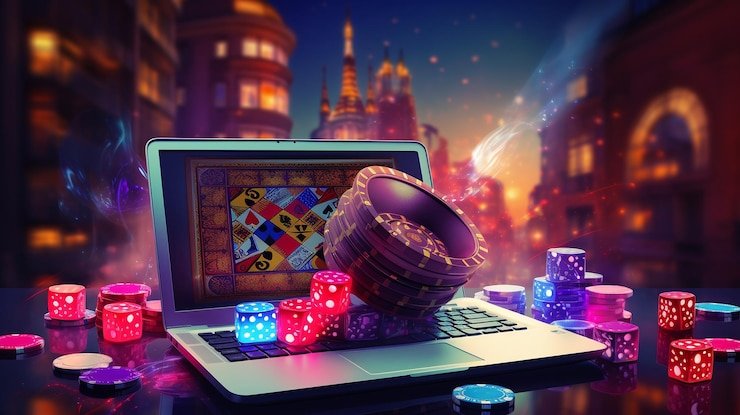 Contoh antarmuka permainan Game Arcade dengan taruhan, tombol putar, dan tampilan hasil